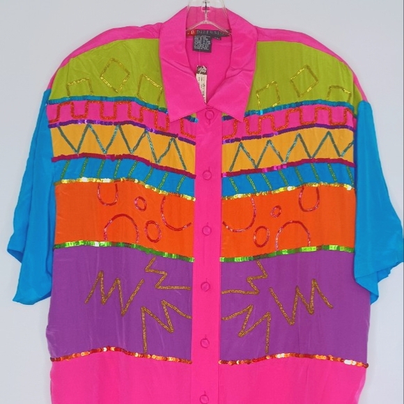 Excellent New Condition Light Weight Rodeo Top Neon Colors Plus Size 24w - Picture 1 of 4